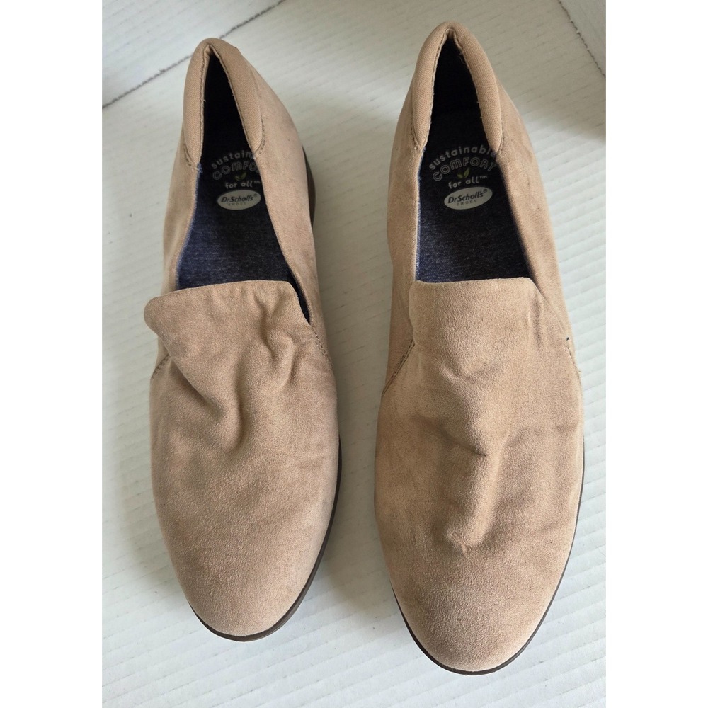 Dr. Scholl's Women Beige Suede Slip on Loafers Low Stacked Block Heel Comfort 9M - Picture 2 of 14